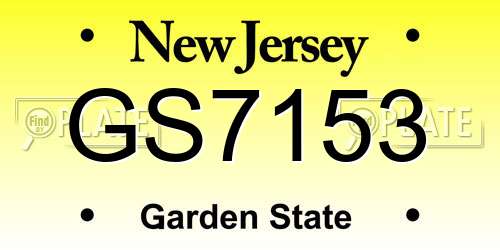 GS7153 New Jersey License Plate