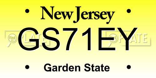 GS71EY New Jersey License Plate