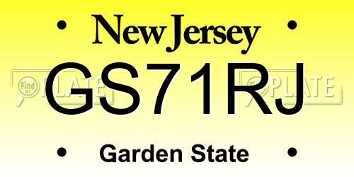GS71RJ New Jersey License Plate