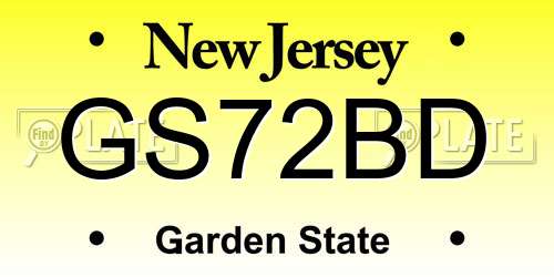 GS72BD New Jersey License Plate