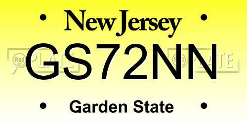 GS72NN New Jersey License Plate