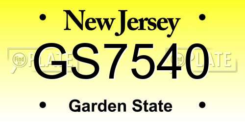 GS7540 New Jersey License Plate