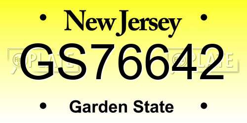 GS76642 New Jersey License Plate