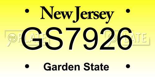 GS7926 New Jersey License Plate
