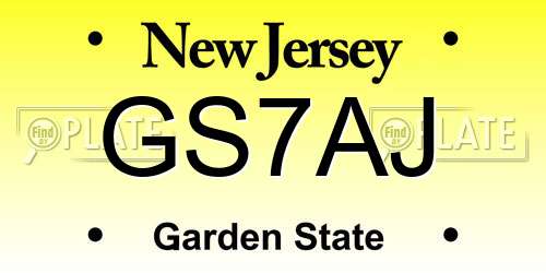 GS7AJ New Jersey License Plate