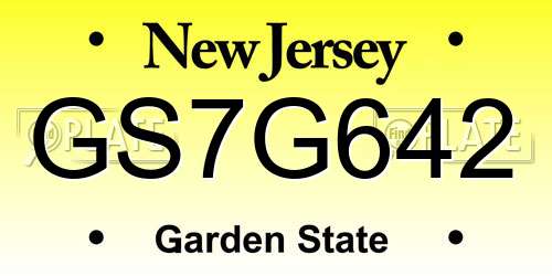 GS7G642 New Jersey License Plate