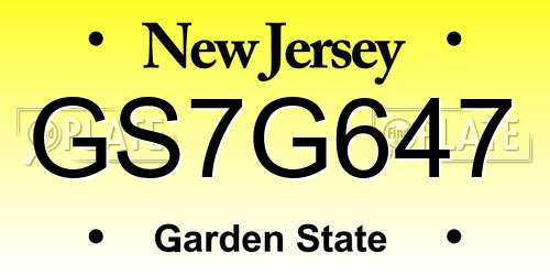 GS7G647 New Jersey License Plate