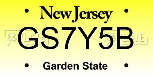 GS7Y5B New Jersey License Plate