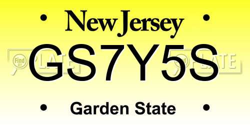 GS7Y5S New Jersey License Plate