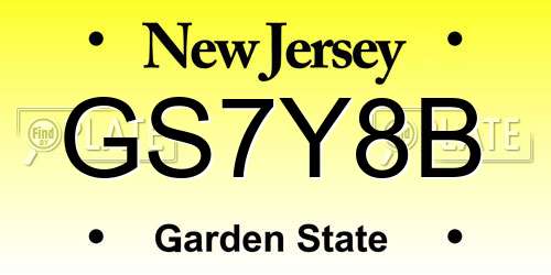 GS7Y8B New Jersey License Plate