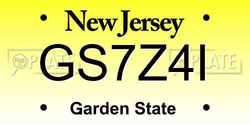 GS7Z4I New Jersey License Plate