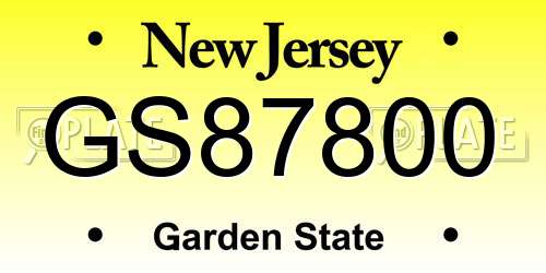 GS87800 New Jersey License Plate