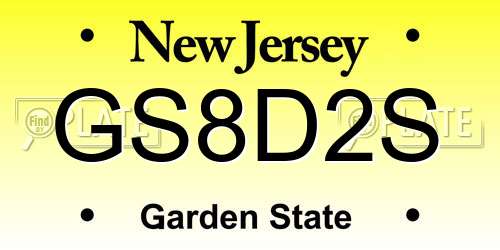 GS8D2S New Jersey License Plate