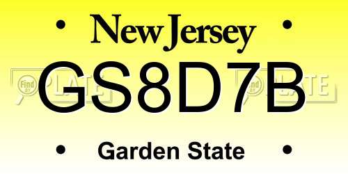 GS8D7B New Jersey License Plate