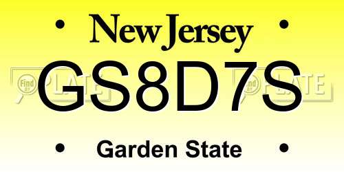 GS8D7S New Jersey License Plate