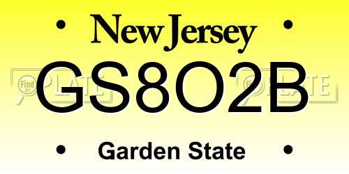 GS8O2B New Jersey License Plate