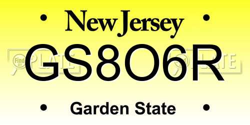 GS8O6R New Jersey License Plate