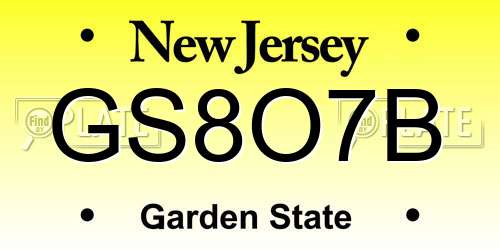 GS8O7B New Jersey License Plate