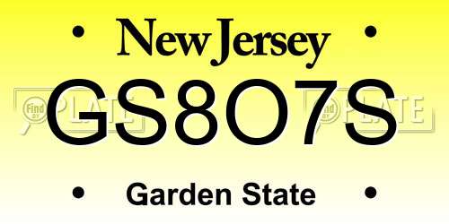GS8O7S New Jersey License Plate
