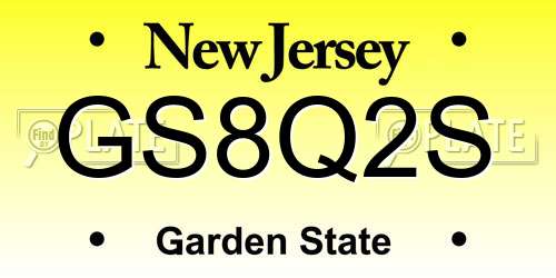 GS8Q2S New Jersey License Plate