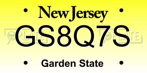 GS8Q7S New Jersey License Plate