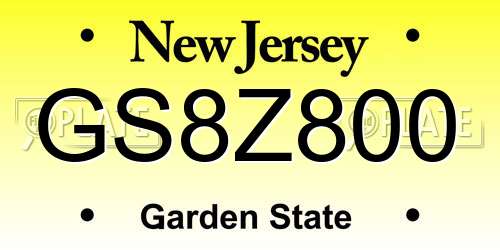 GS8Z800 New Jersey License Plate