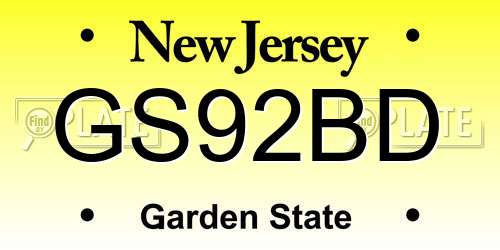 GS92BD New Jersey License Plate