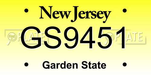GS9451 New Jersey License Plate