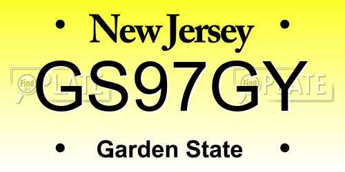 GS97GY New Jersey License Plate