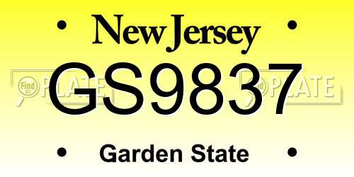 GS9837 New Jersey License Plate