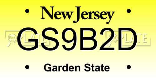 GS9B2D New Jersey License Plate
