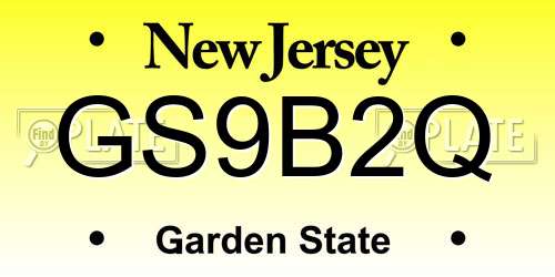 GS9B2Q New Jersey License Plate
