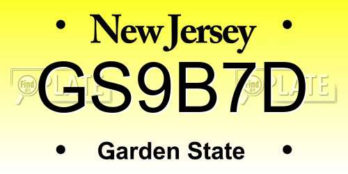 GS9B7D New Jersey License Plate