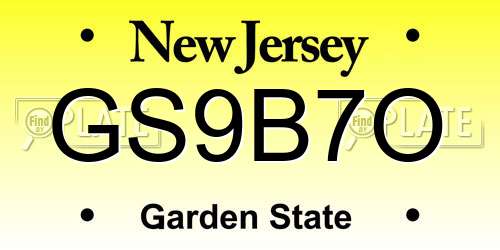 GS9B7O New Jersey License Plate