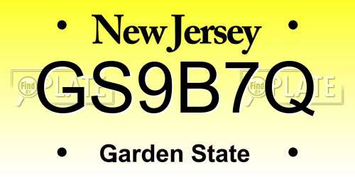 GS9B7Q New Jersey License Plate