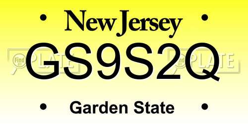 GS9S2Q New Jersey License Plate