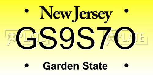 GS9S7O New Jersey License Plate