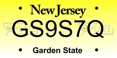 GS9S7Q New Jersey License Plate