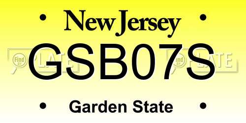GSB07S New Jersey License Plate