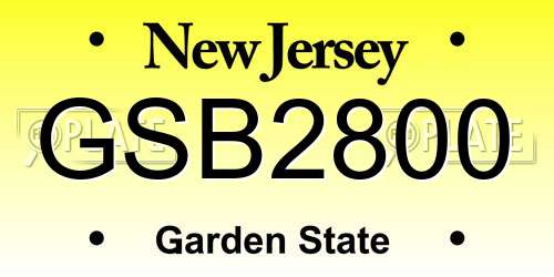 GSB2800 New Jersey License Plate