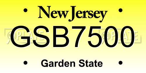 GSB7500 New Jersey License Plate