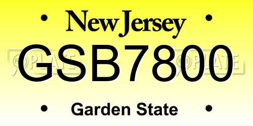 GSB7800 New Jersey License Plate