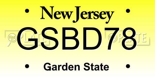 GSBD78 New Jersey License Plate