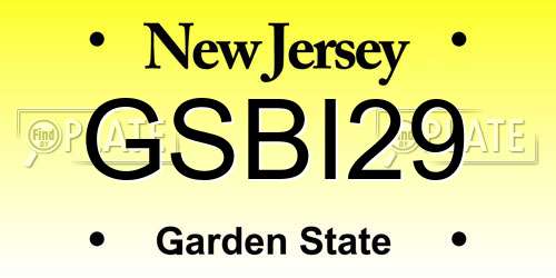 GSBI29 New Jersey License Plate