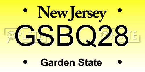 GSBQ28 New Jersey License Plate