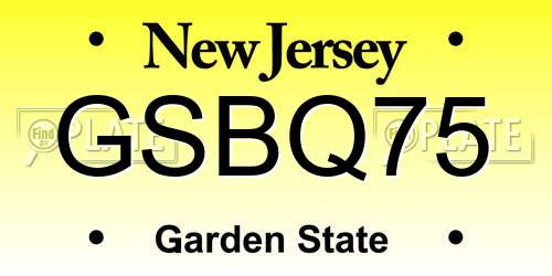 GSBQ75 New Jersey License Plate
