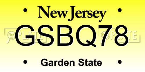GSBQ78 New Jersey License Plate
