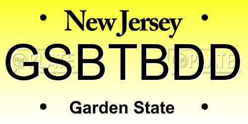 GSBTBDD New Jersey License Plate
