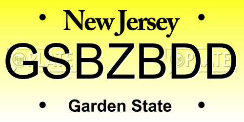 GSBZBDD New Jersey License Plate