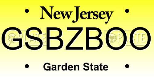 GSBZBOO New Jersey License Plate